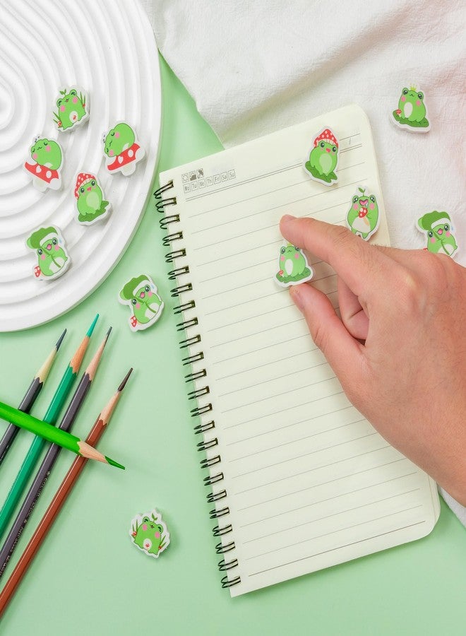 Yopyame 60PCS Cute Frog Erasers for Kids Bulk: 60 Mini Animal Erasers in 6 Styles, Green, Round, Rubber, Children's Pencil Erasers, Eraser - Image 3